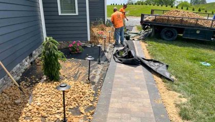 Landscaping and Hardscaping services enhancing the residential property