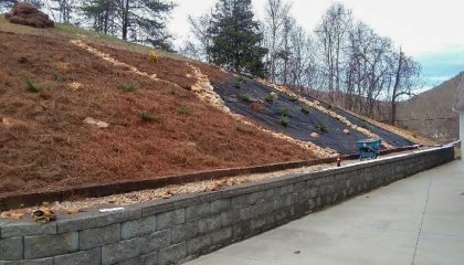 Retaining wall constructed